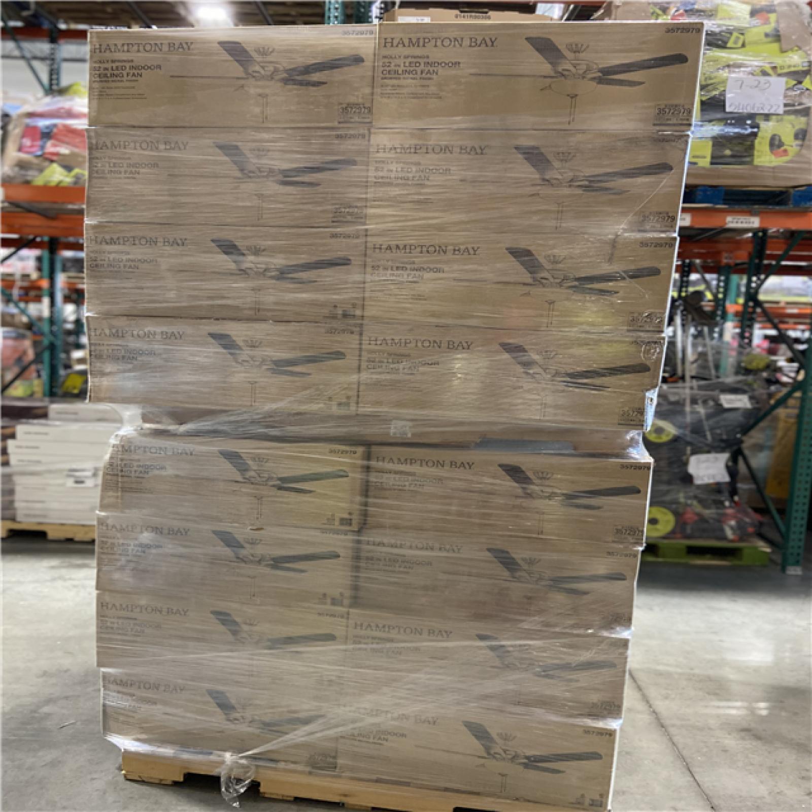 DALLAS LOCATION- Hampton Bay Holly Springs Low Profile 52 in. LED Indoor Brushed Nickel Ceiling Fan PALLET -(48 UNITS)