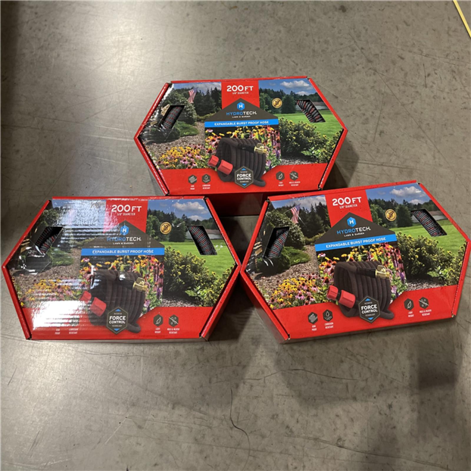 NEW! HYDROTECH 5/8 In Diameter X 200 Ft Length Heavy Duty Expandable Garden Hose -(3 UNITS)