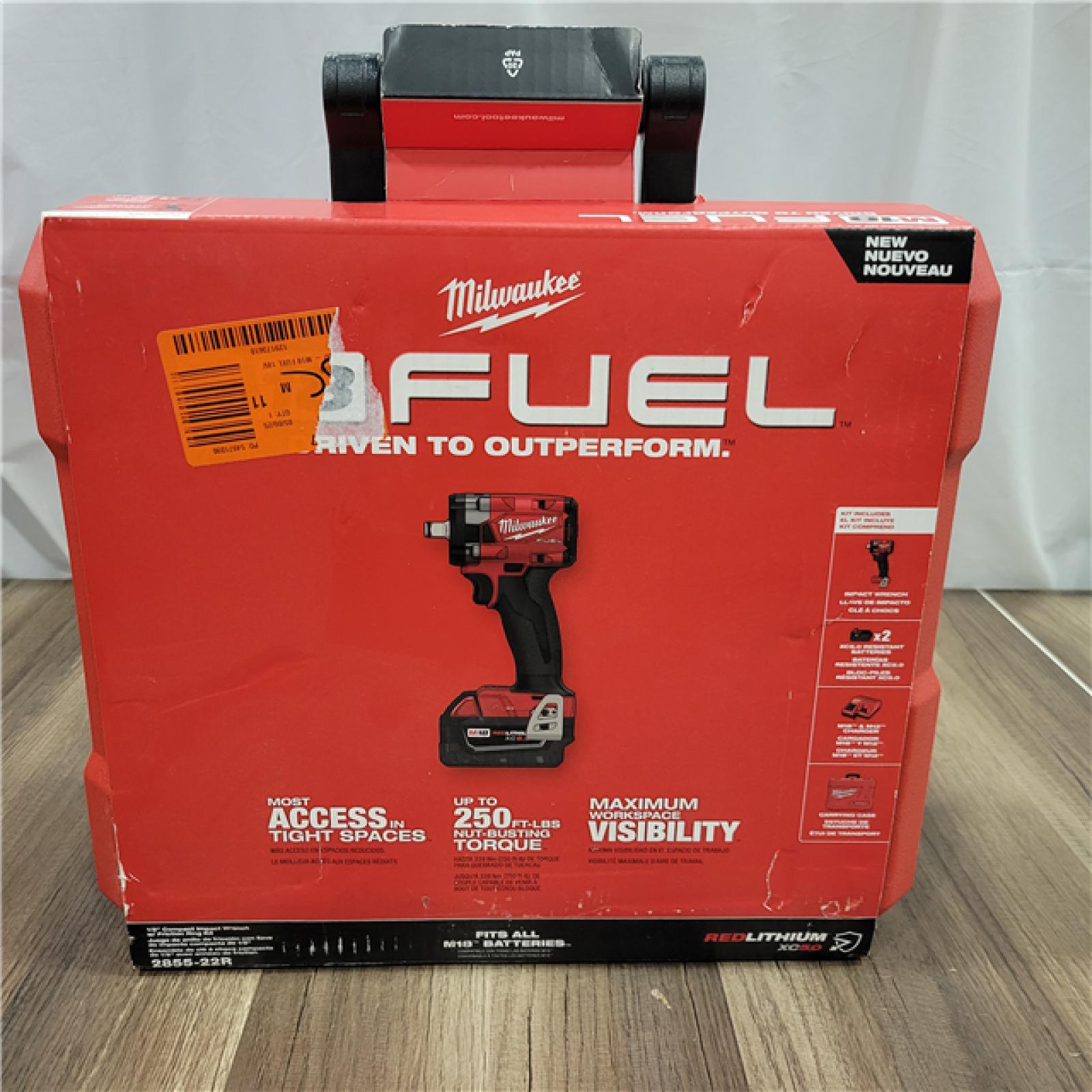 AS-IS  Milwaukee . 18V Brushless Compact Impact Wrench with Friction Ring Kit, Red & Black