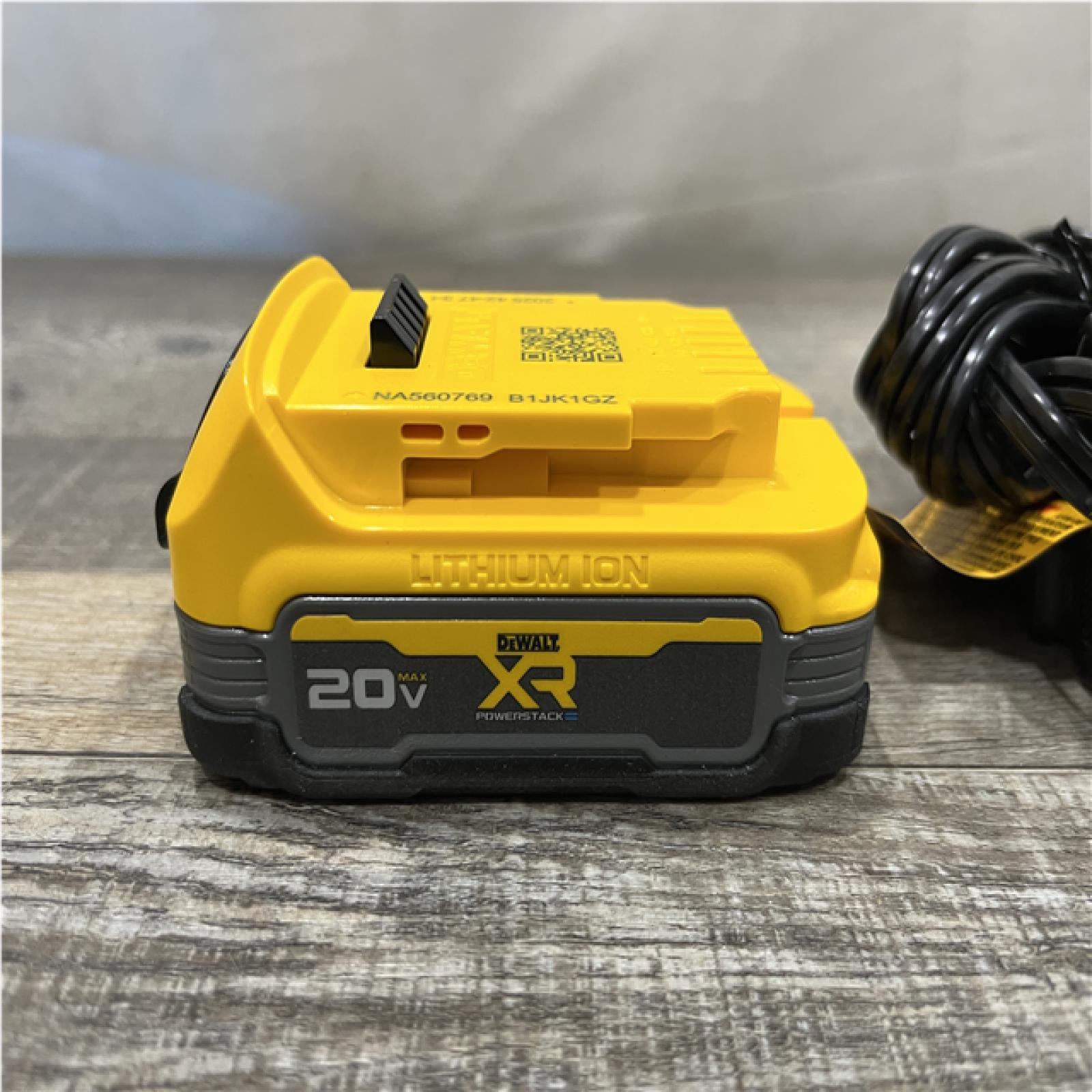 AS-IS DEWALT 20V MAX XR POWERSTACK Lithium-Ion Battery Starter Kit with 1.7Ah Battery and Charger