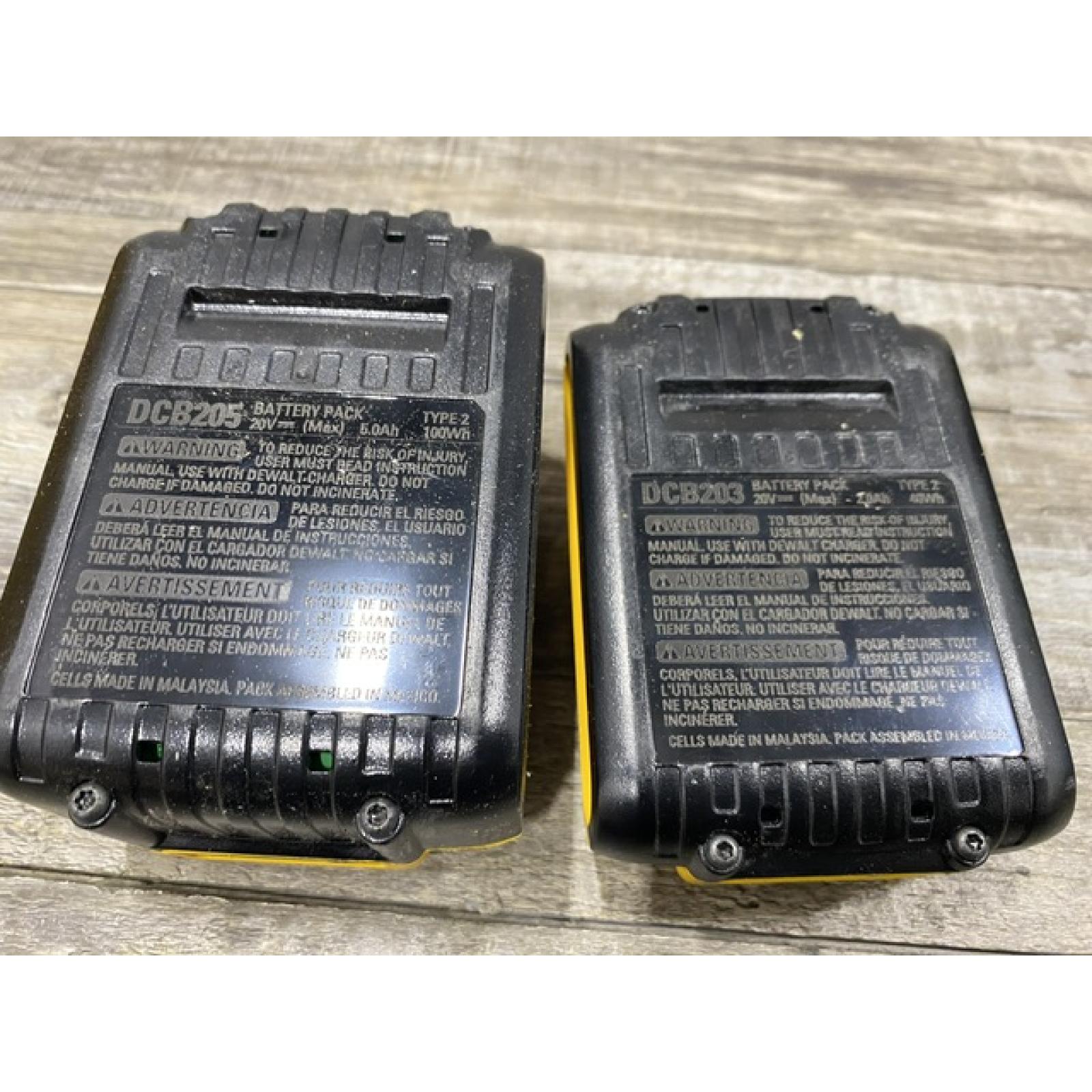 AS-IS DEWALT 20V MAX Lithium-Ion Battery Kit with 5.0Ah and 2.0Ah Battery and Charger