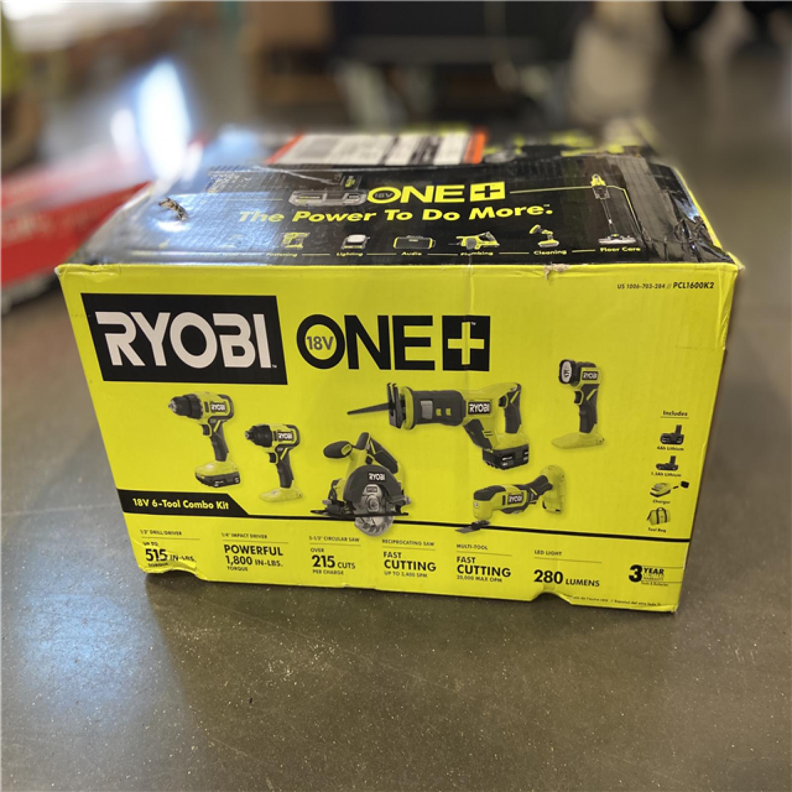 NEW! - RYOBI ONE+ 18V Cordless 6-Tool Combo Kit