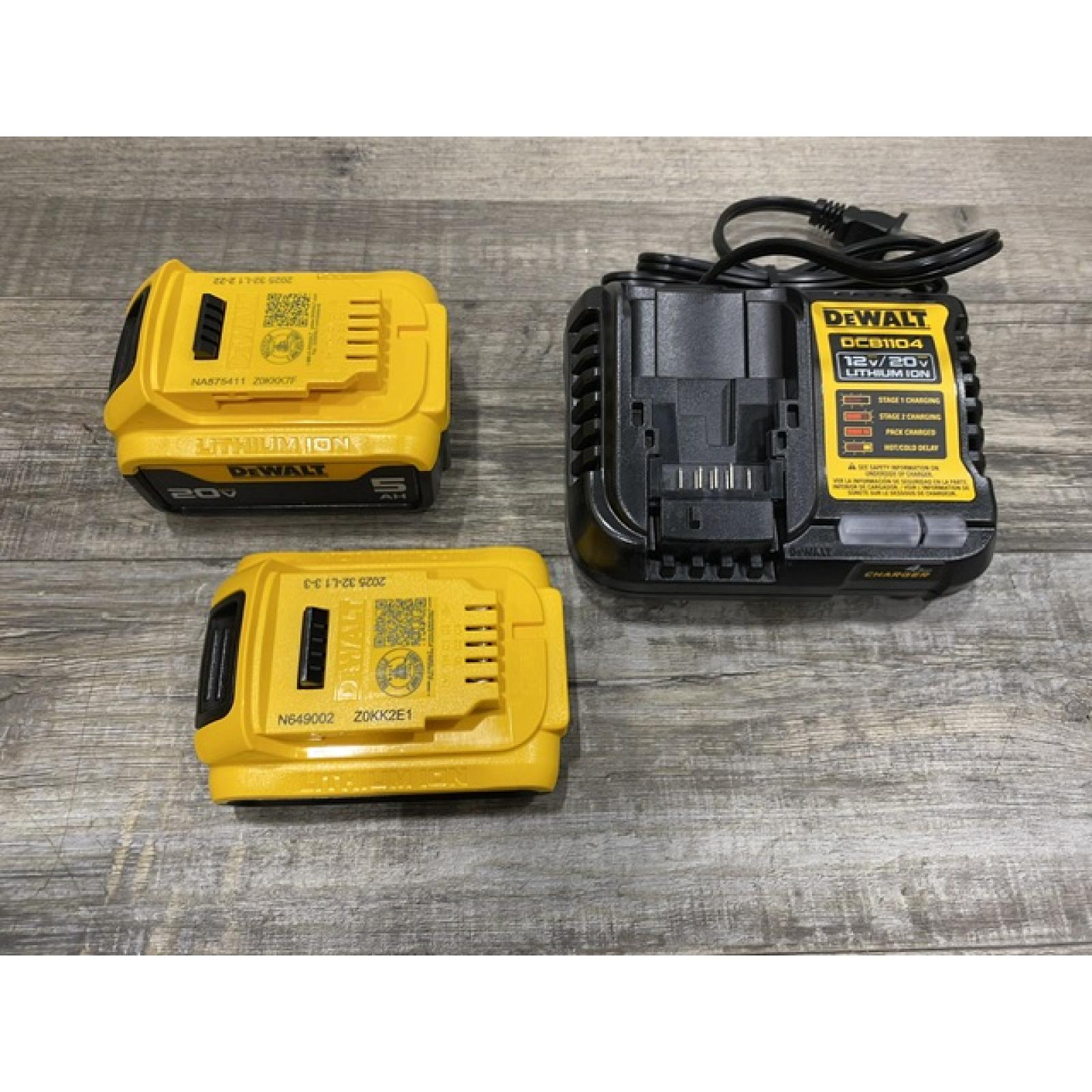 AS-IS DEWALT 20V MAX Lithium-Ion Battery Kit with 5.0Ah and 2.0Ah Battery and Charger