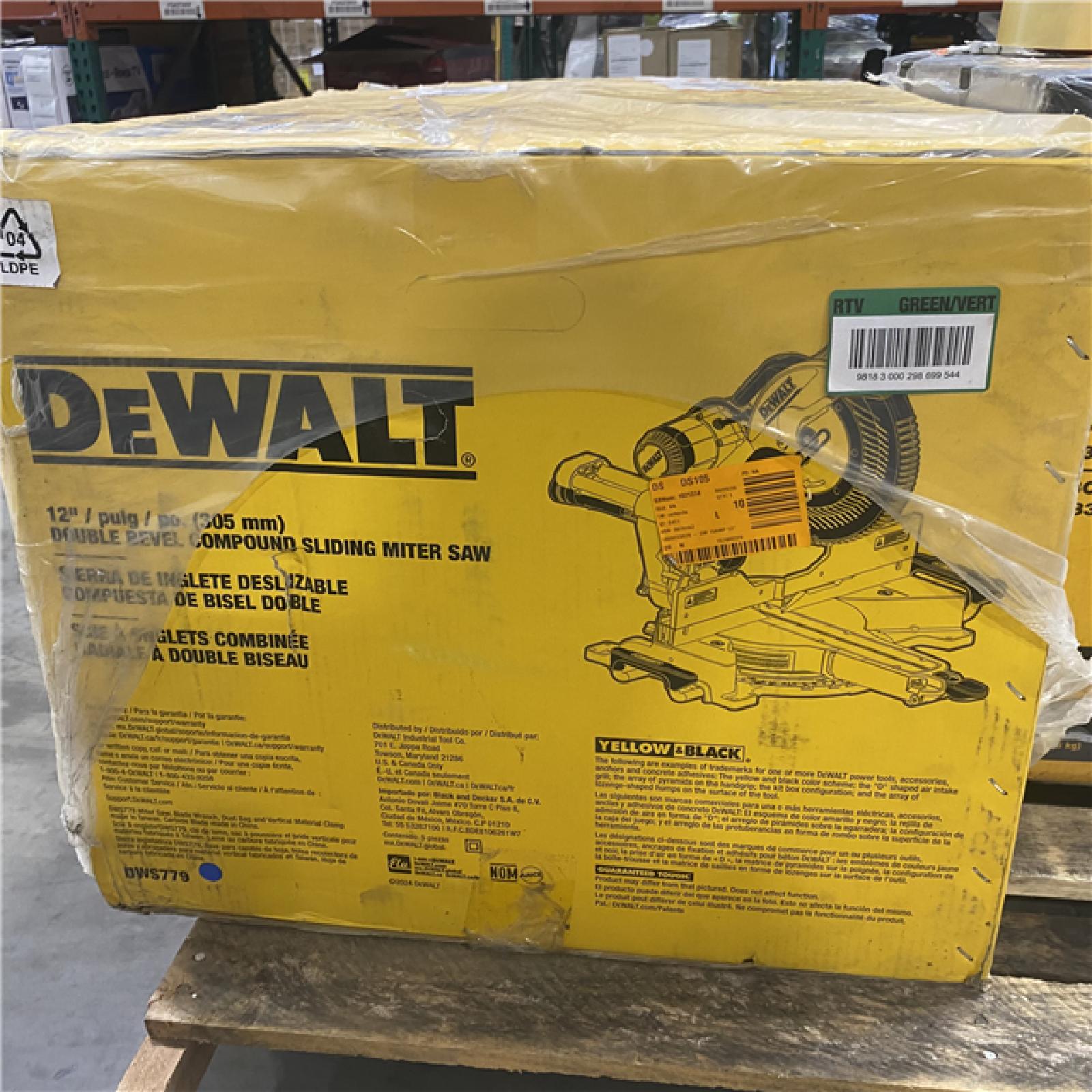 Dallas Location - NEW-	DEWALT 15 Amp Corded 12 in. Double Bevel Sliding Compound Miter Saw