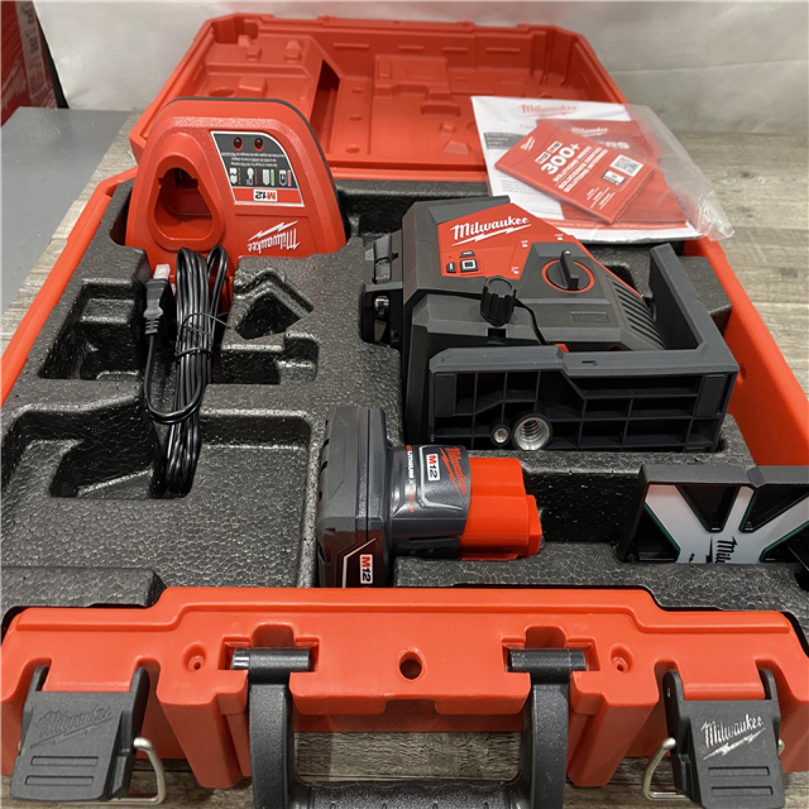 AS-IS Milwaukee 12-Volt Lithium-Ion Cordless Green 250 ft. 3-Plane Laser Level Kit