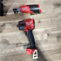 HOUSTON LOCATION - AS-IS (APPEARS LIKE NEW) M18 FUEL 18V Cordless Mid Torque 1/2 in. Impact Wrench W/ M12 FUEL 3/8 in. Ratchet & Battery/Charger Combo Kit