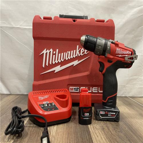 AS-IS Milwaukee FUEL 12V Lithium-Ion Brushless Cordless 1/2 in. Hammer Drill and Driver Kit