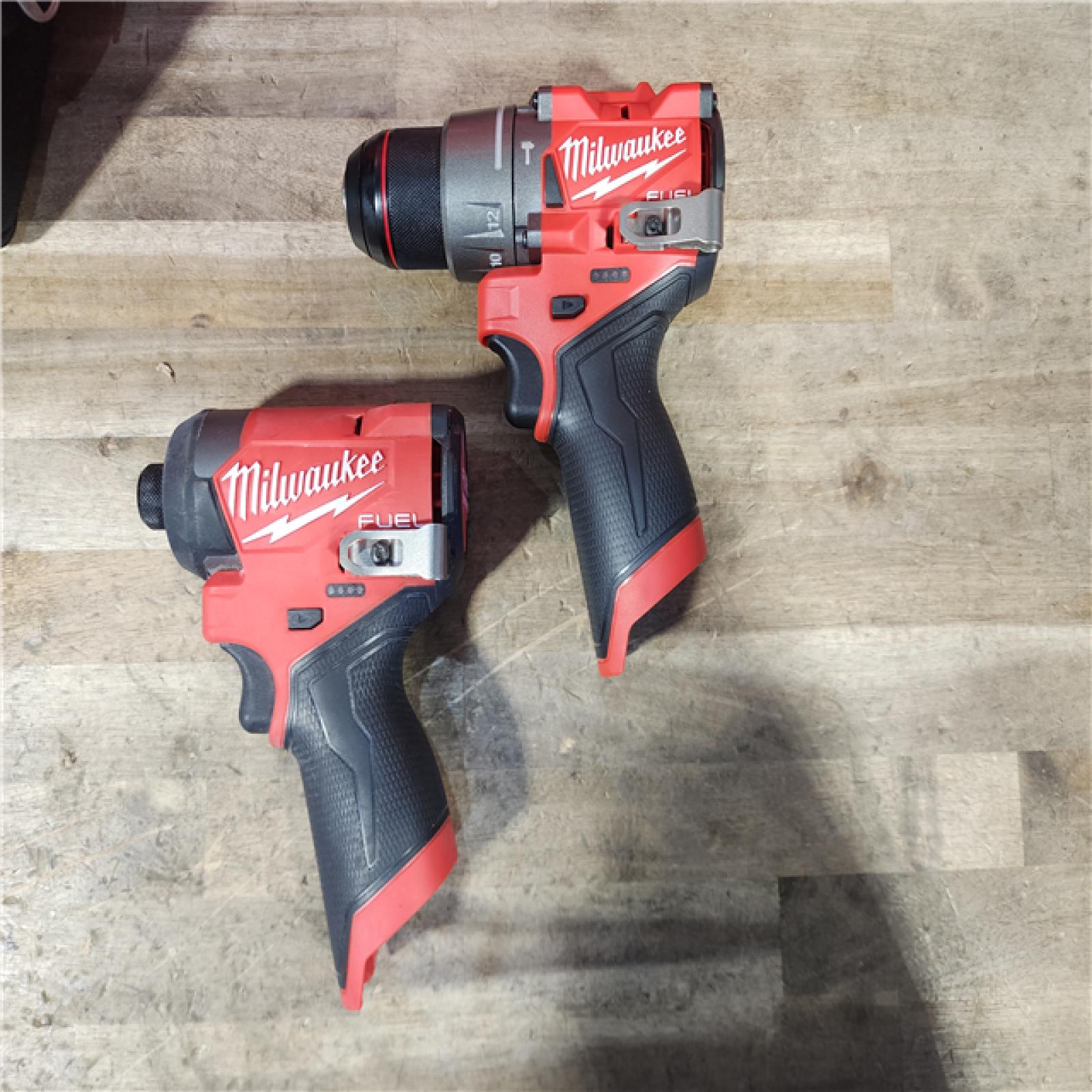 HOUSTON LOCATION - AS-IS Milwaukee M12 FUEL Cordless 2-Tool Combo Kit: 1/2Hammer Drill  1/4Hex Impact Driver 3497-22
