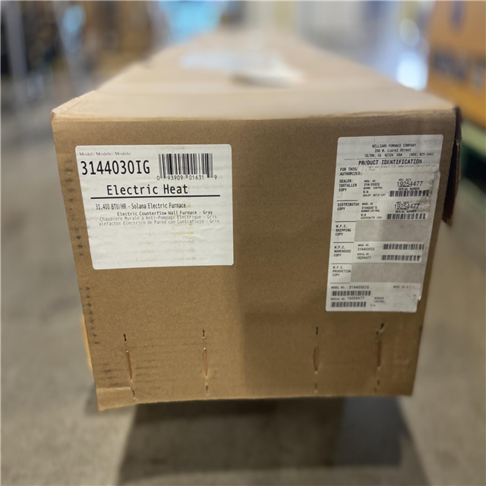 DALLAS LOCATION - Williams 31 400 BTU Unvented Electric Counterflow Wall Furnace