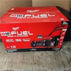 HOUSTON LOCATION - AS-IS Milwaukee M18 FUEL Brushless Cordless 21 in. Walk Behind Dual Battery Self-Propelled Mower Kit W/ (2) HD12.0 BATTERY & RAPID CHARGER