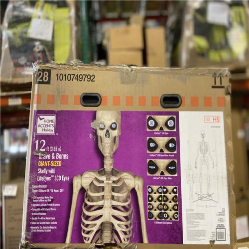 DALLAS LOCATION - Home Accents Holiday 12 ft. Grave & Bones Giant-Sized Skelly with LifeEyes™ LCD Eyes H5