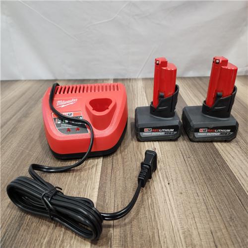 AS-IS- Milwaukee M12 12V Lithium-Ion XC High Output 5.0 Ah Battery Pack (2-Pack) Starter Kit with Charger