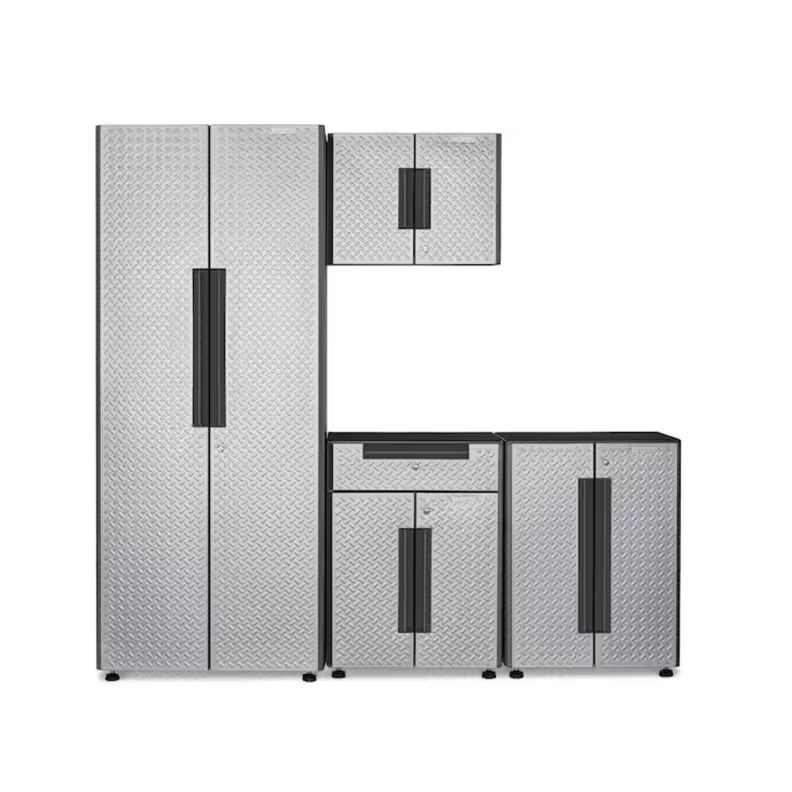 DALLAS LOCATION-Gladiator Flex 78 in W x 75 in H x 19 in D Pre-Assembled 24 Gauge Welded Steel 4-Piece Garage Storage System in Silver Tread PALLET-(2 SETS)