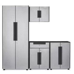 DALLAS LOCATION-Gladiator Flex 78 in W x 75 in H x 19 in D Pre-Assembled 24 Gauge Welded Steel 4-Piece Garage Storage System in Silver Tread PALLET-(2 SETS)