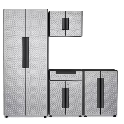 DALLAS LOCATION-Gladiator Flex 78 in W x 75 in H x 19 in D Pre-Assembled 24 Gauge Welded Steel 4-Piece Garage Storage System in Silver Tread PALLET-(2 SETS)