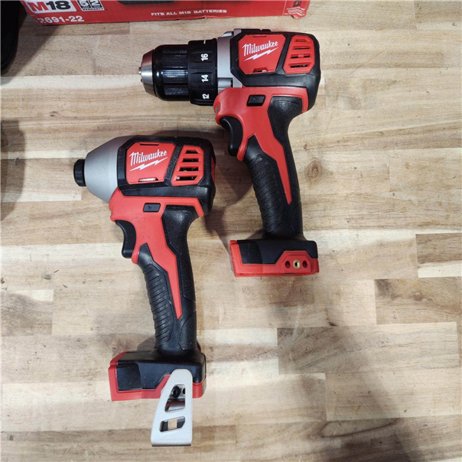 HOUSTON LOCATION - AS-IS Milwaukee  18V Lithium-Ion Cordless Drill Driver/Impact Driver Combo Kit