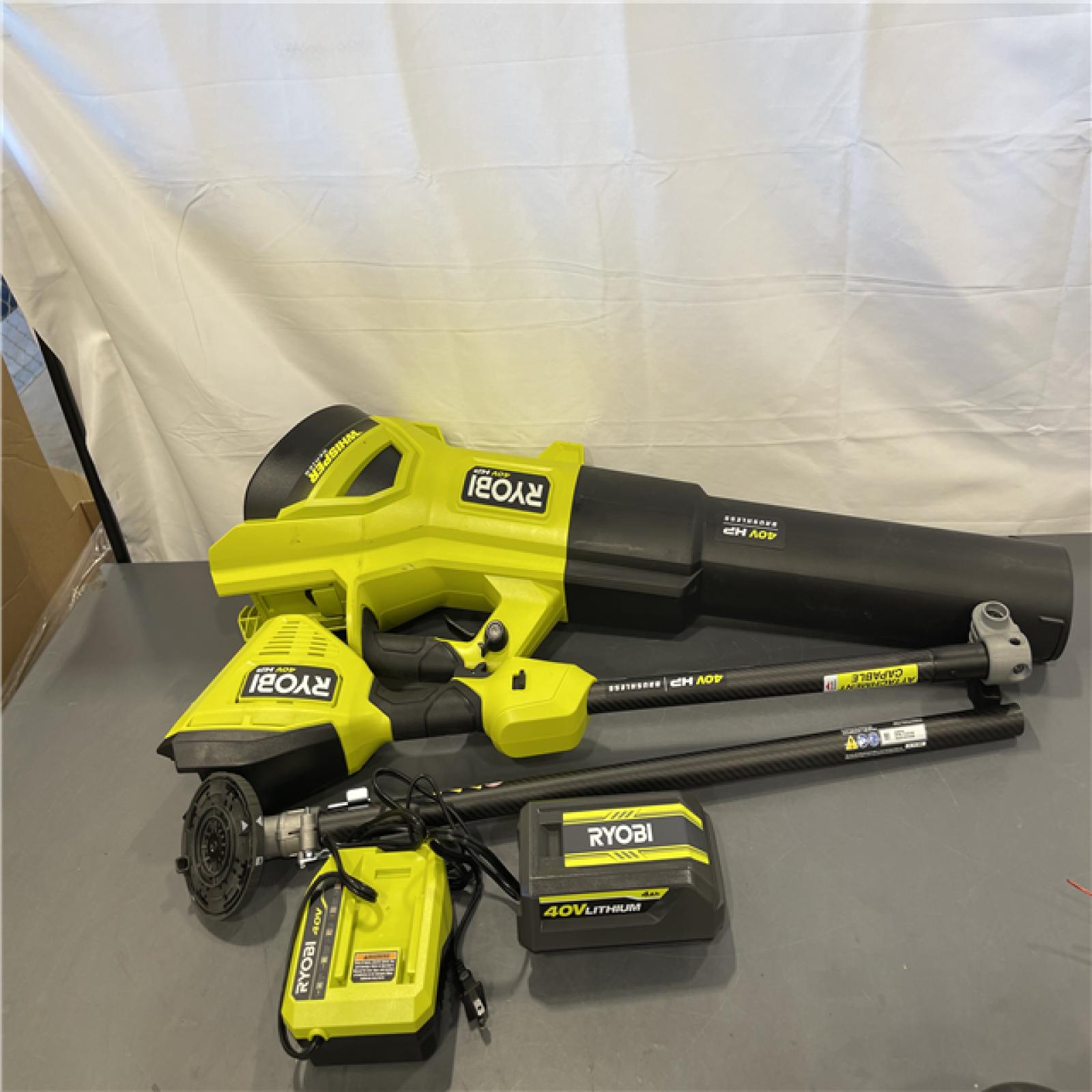 AS-IS - 40V HP Brushless 650 CFM 160 MPH Cordless Leaf Blower and Carbon Fiber String Trimmer with 4Ah Battery and Charger