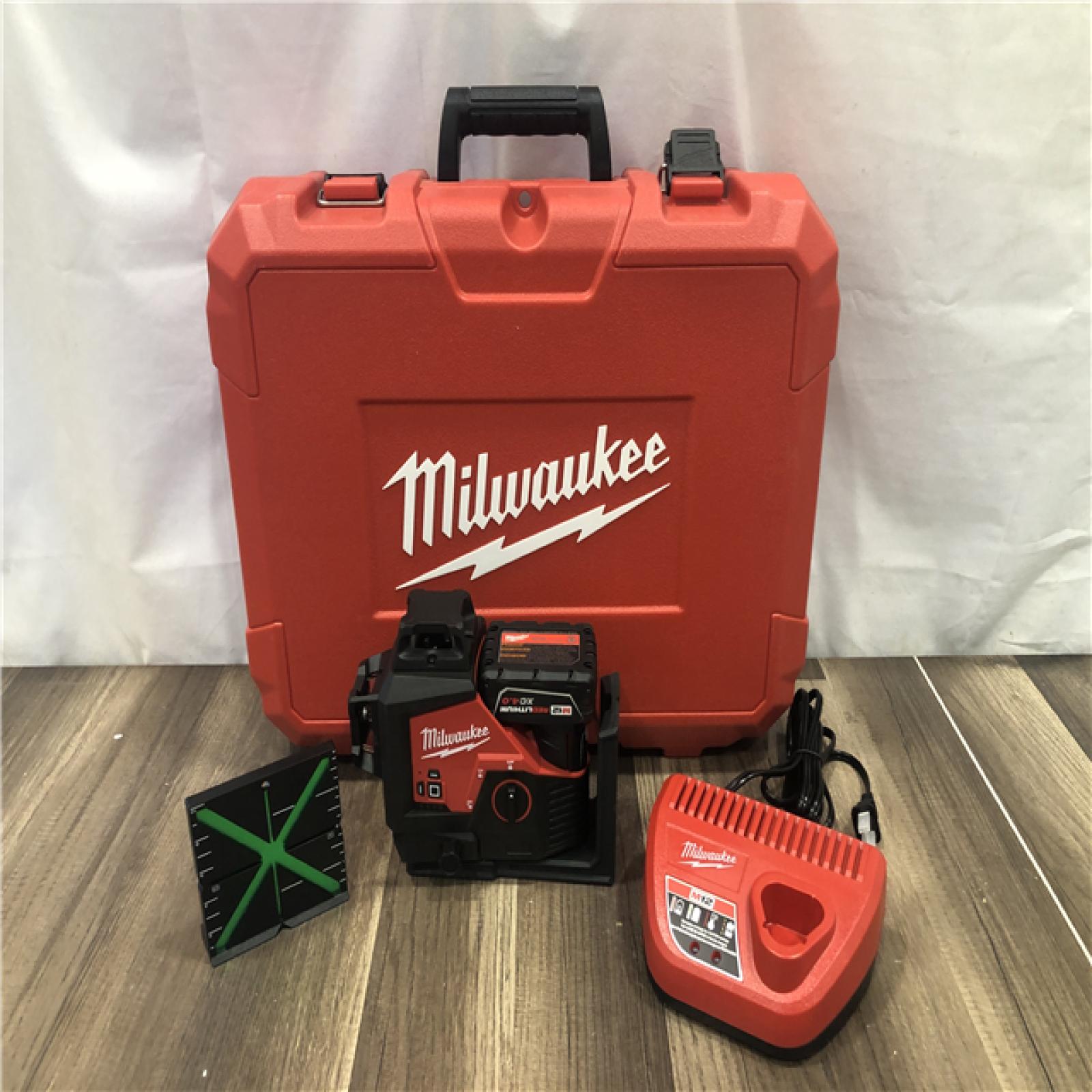 AS-IS Milwaukee 12-Volt Lithium-Ion Cordless Green 250 ft. 3-Plane Laser Level Kit
