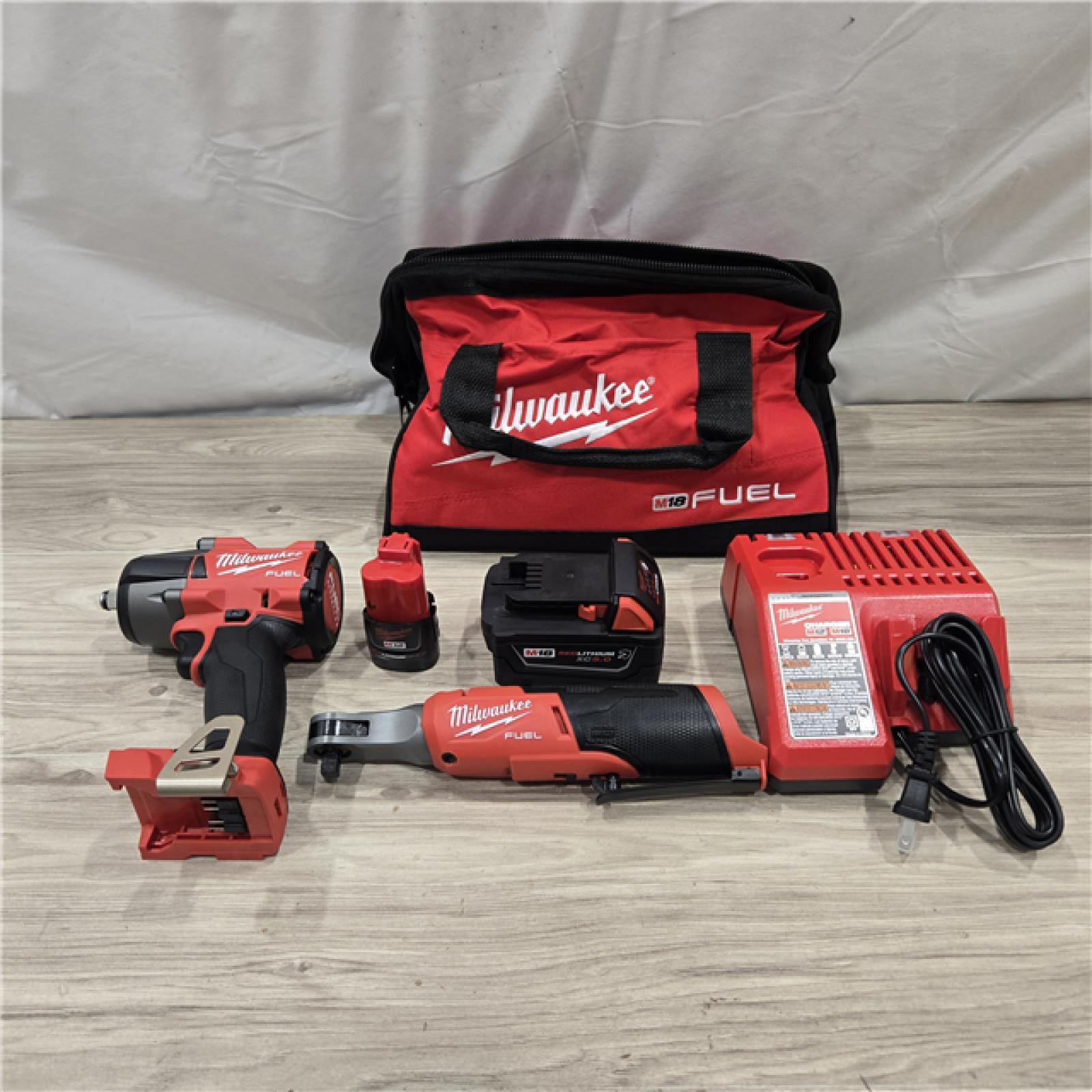 AS-IS M18 FUEL 18V Cordless Mid Torque 1/2 in. Impact Wrench & M12 FUEL 3/8 in. Ratchet Kit