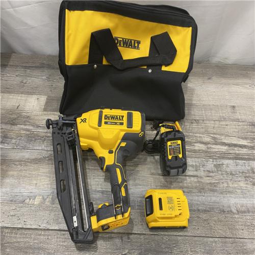 AS-IS DEWALT 20V MAX XR 16-Gauge Electric Cordless Angled Finishing Nailer Kit