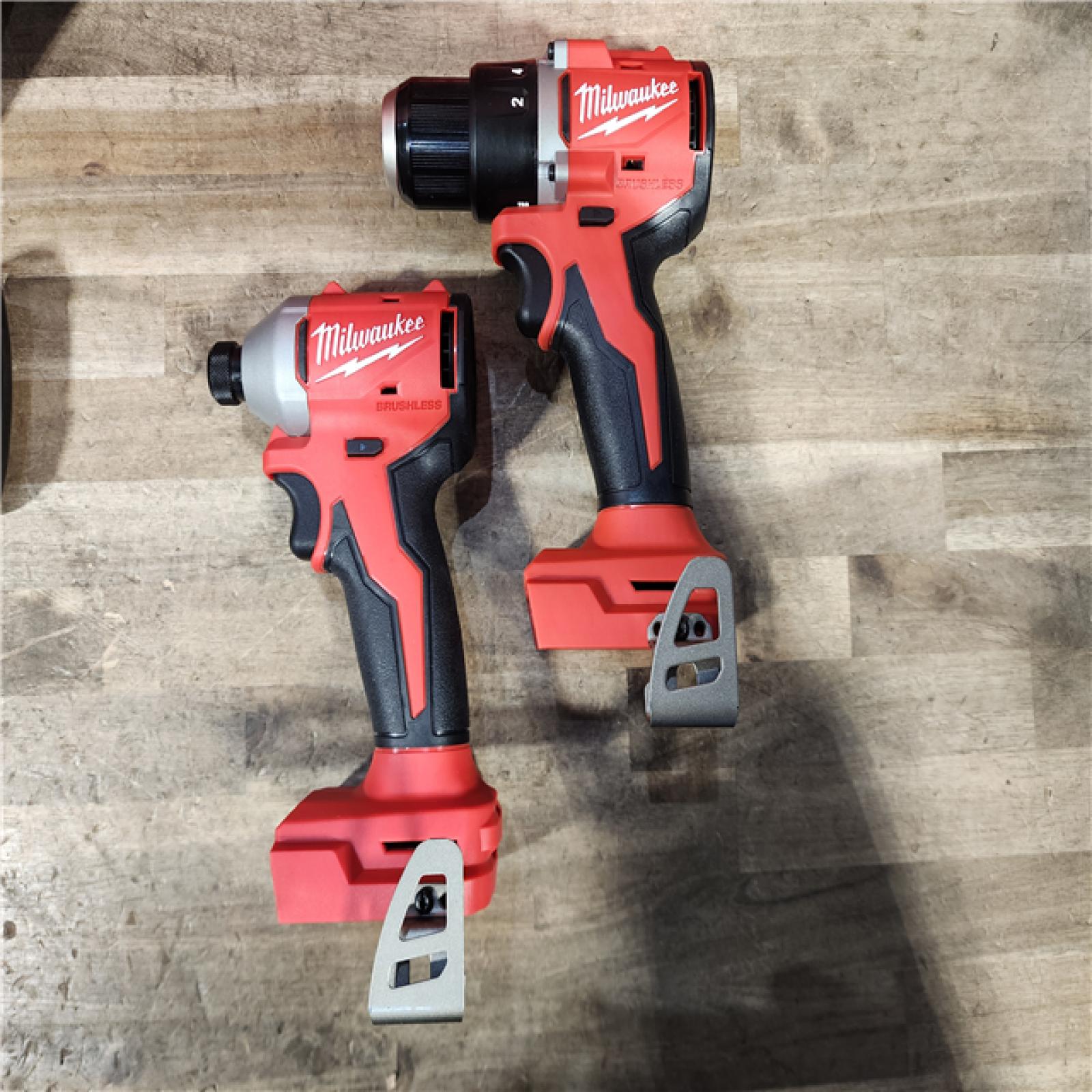 HOUSTON LOCATION - AS-IS Milwaukee M18 18V Lithium-Ion Brushless Cordless Compact Drill/Impact Combo Kit (2-Tool) W/(2) 2.0 Ah Batteries  Charger & Bag