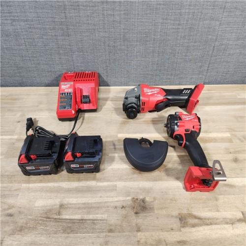 HOUSTON LOCATION - AS-IS M18 FUEL 18V Lithium-Ion Brushless Cordless Grinder & 3/8 in. Impact Wrench Combo Kit (2-Tool) W/ Two 5Ah Batteries
