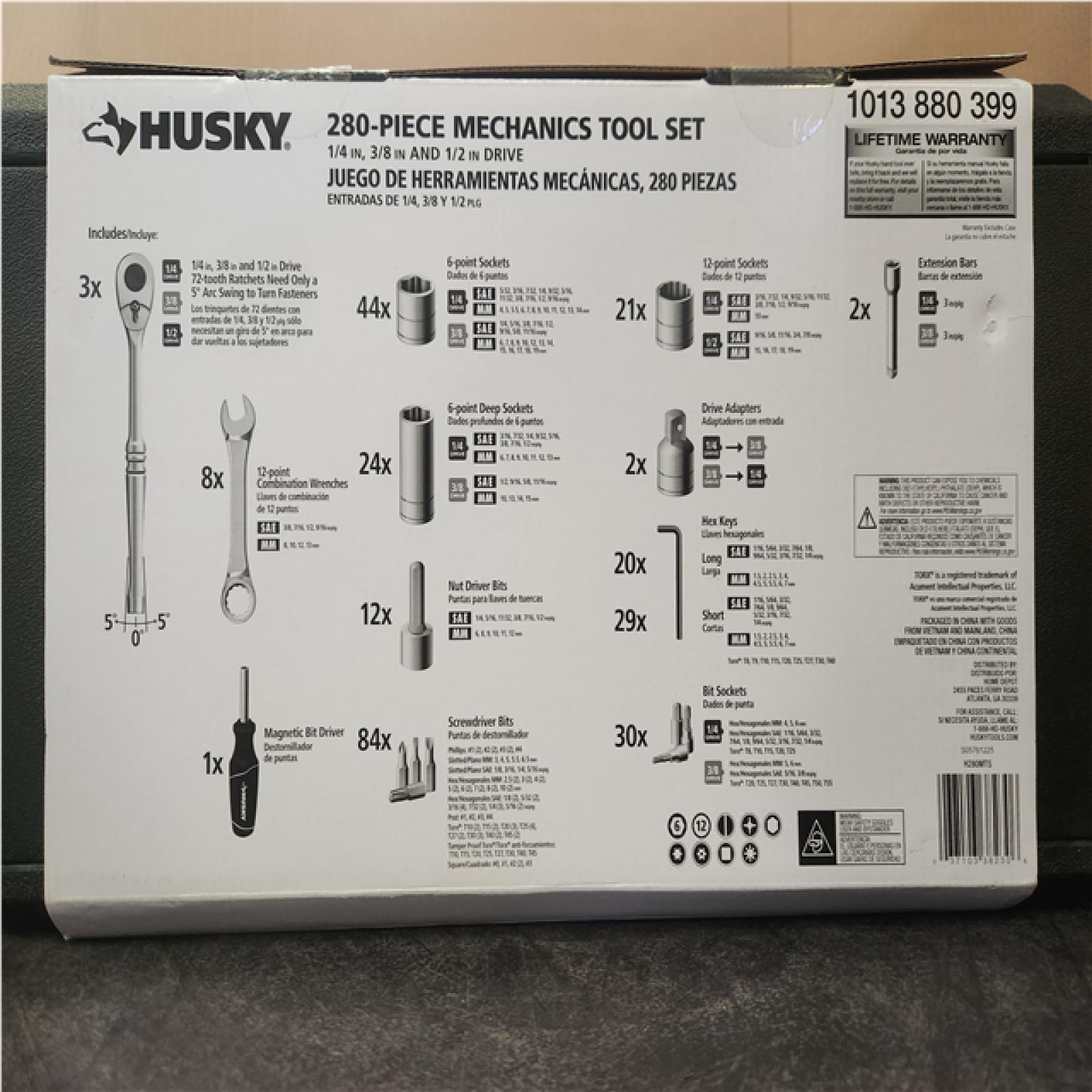 Phoenix NEW Husky 280-Piece SAE/Metric Mechanics Tool Set with Tool Box (SEALED)