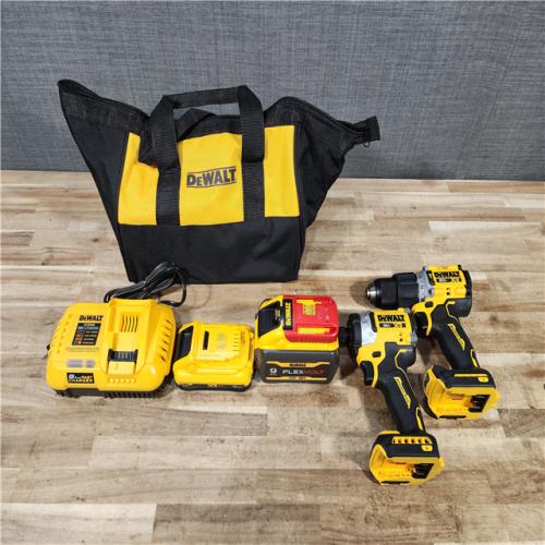 HOUSTON LOCATION - AS - IS DEWALT 20V Lithium-Ion Cordless 2-Tool Combo Kit with 20V/60V FLEXVOLT 9 Ah Battery  4 Ah Battery and Charger