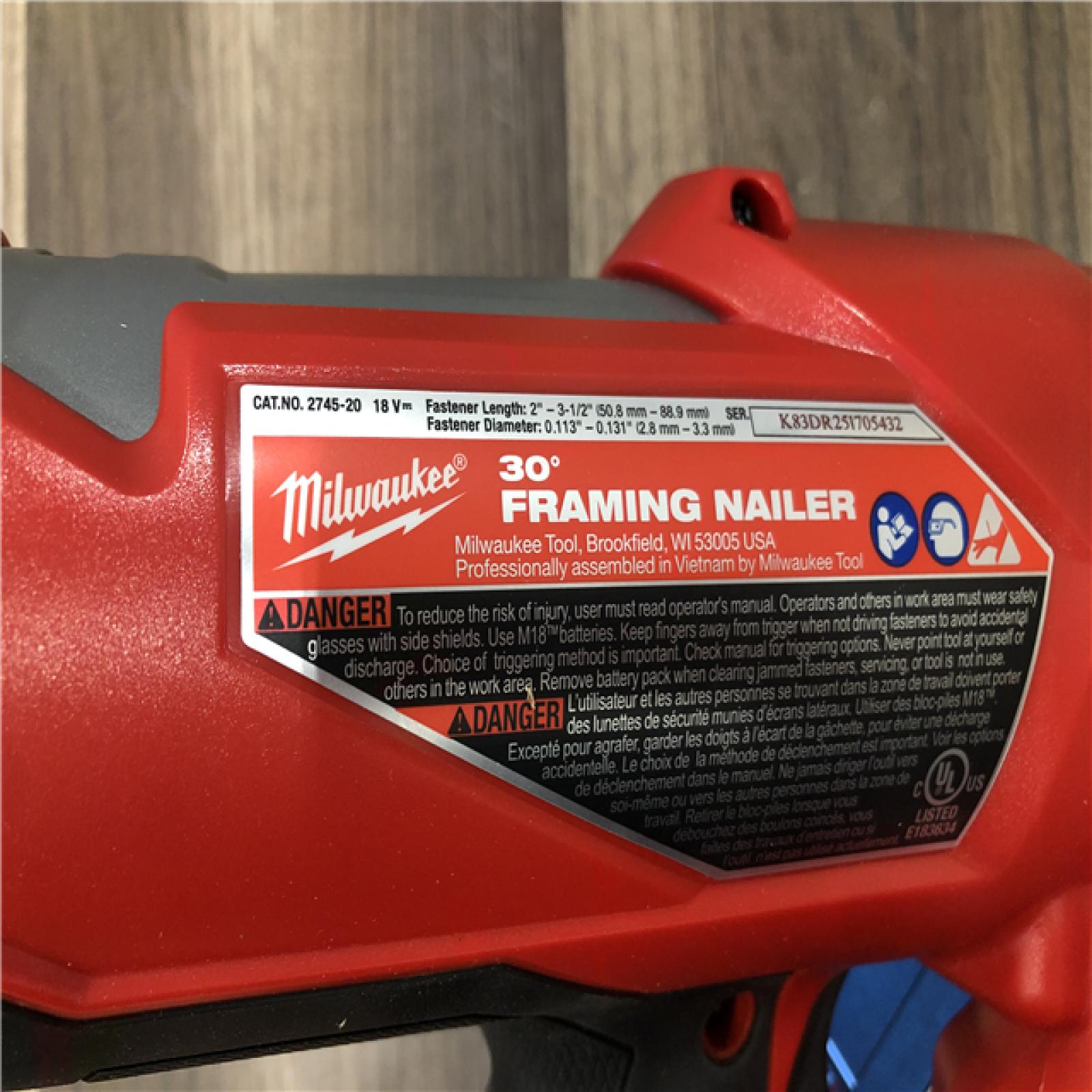 AS-IS Milwaukee  FUEL 3-1/2 in. 18-Volt 30-Degree Lithium-Ion Brushless Cordless Framing Nailer (Tool-Only)