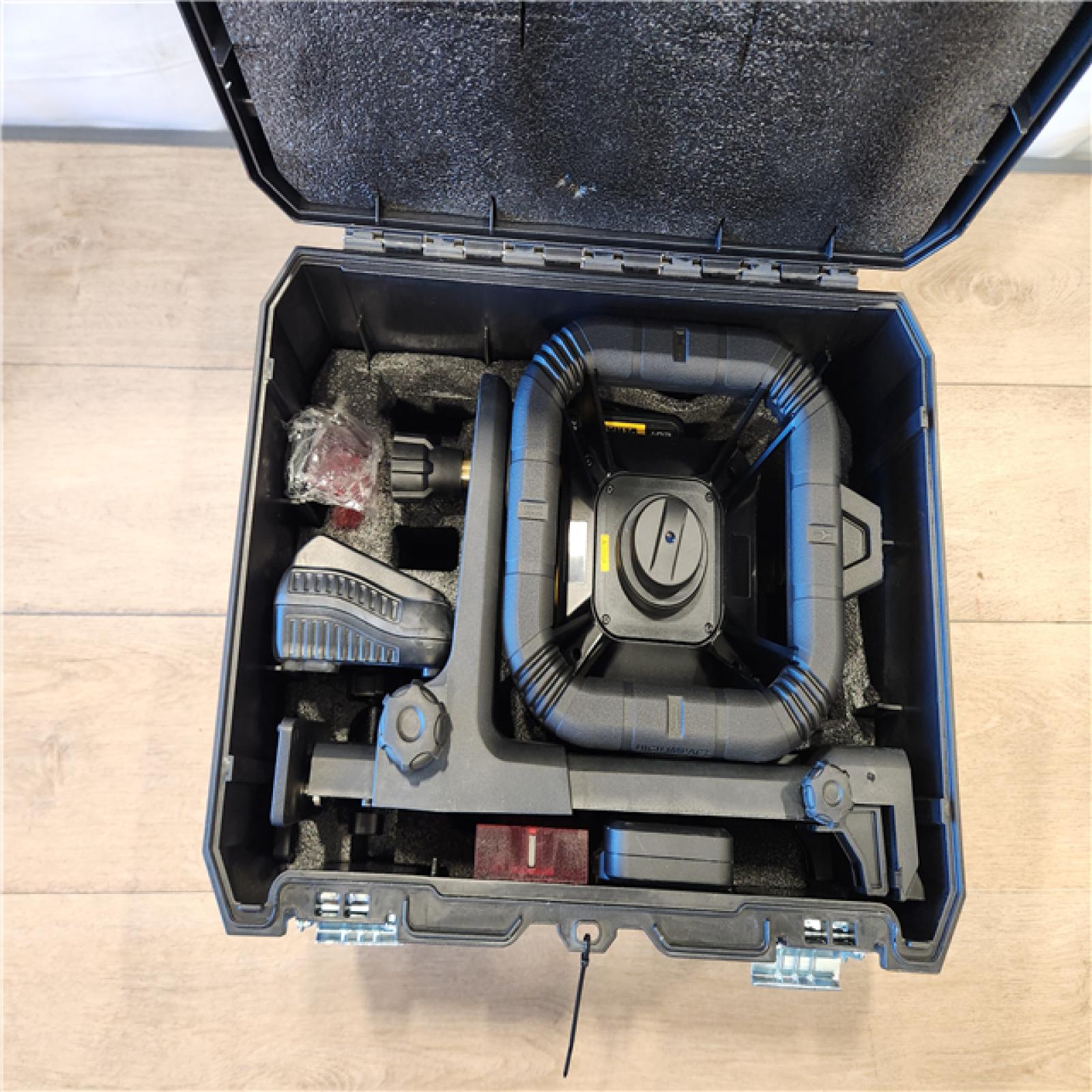 AS-IS- 20-Volt MAX Lithium-Ion 150 ft. Red Self-Leveling Rotary Laser Level with Detector  Battery 2Ah  Charger  & TSTAK Case