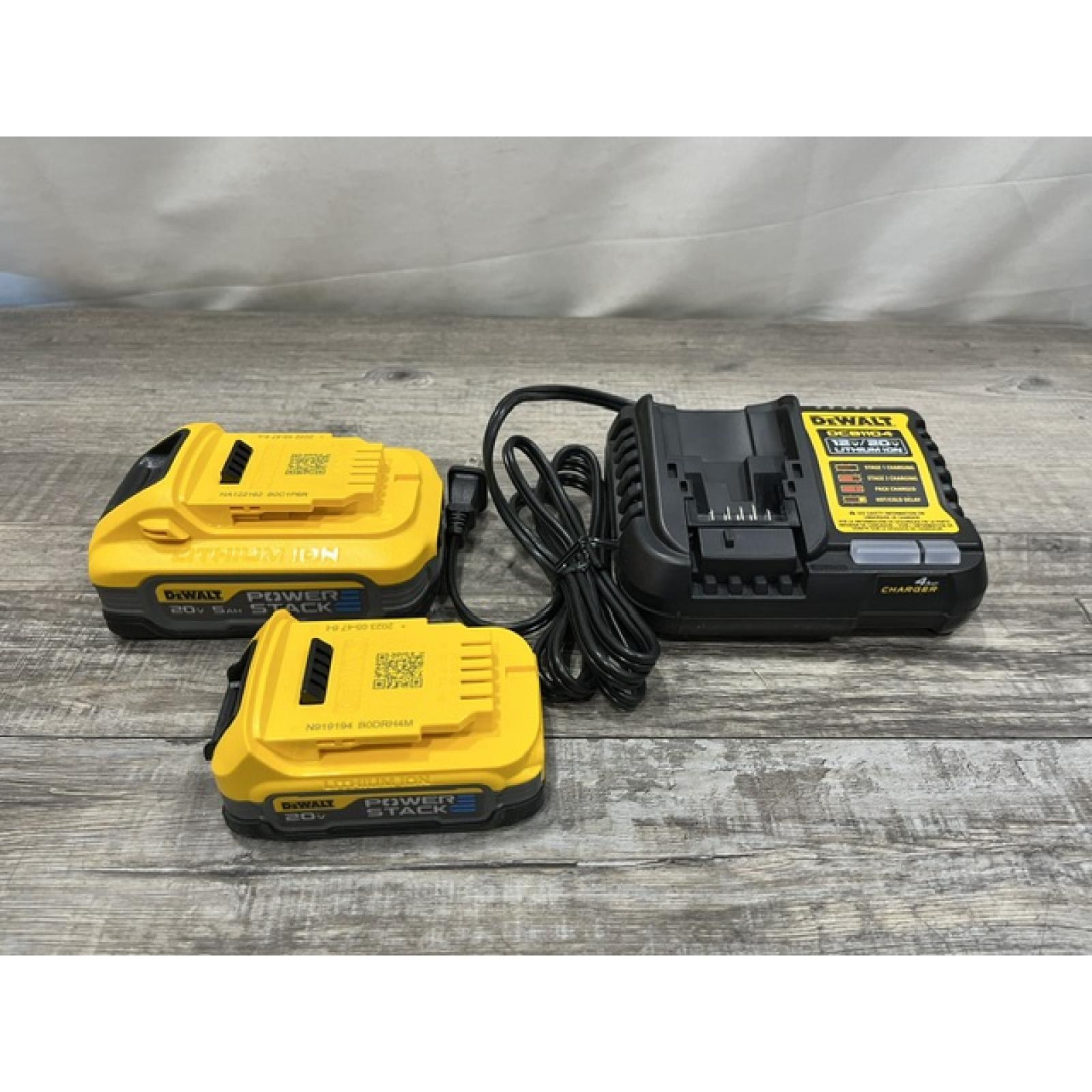 AS-IS DEWALT 20V MAX XR POWERSTACK Lithium-Ion Battery Starter Kit with 5.0Ah and 1.7Ah Batteries and Charger