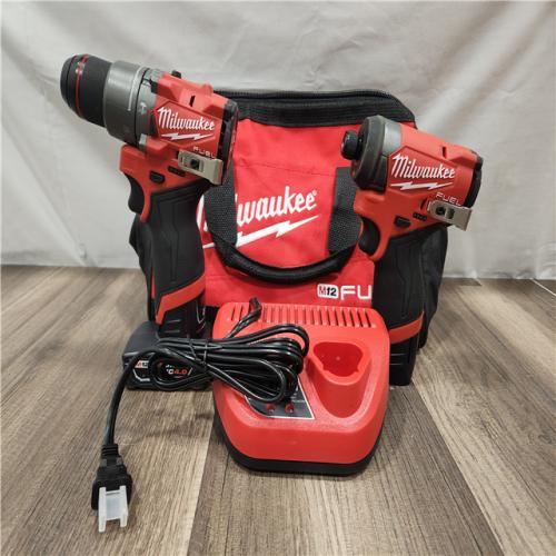 AS-IS- Milwaukee 12V Brushless Hammer Drill and Impact Driver Combo Kit