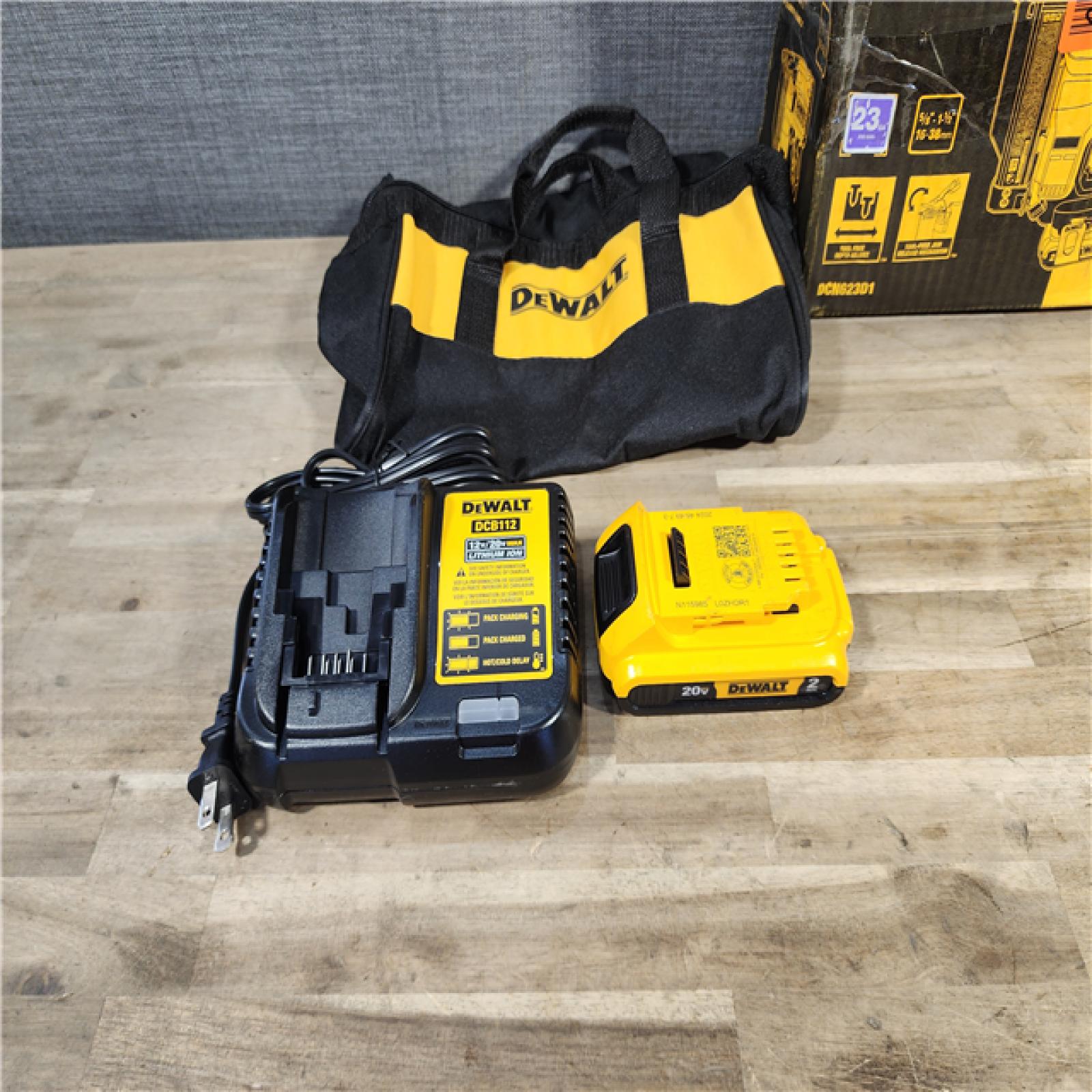 HOUSTON LOCATION - AS-IS DEWALT ATOMIC 20V MAX Lithium Ion Cordless 23 Gauge Pin Nailer Kit with 2.0Ah Battery and Charger