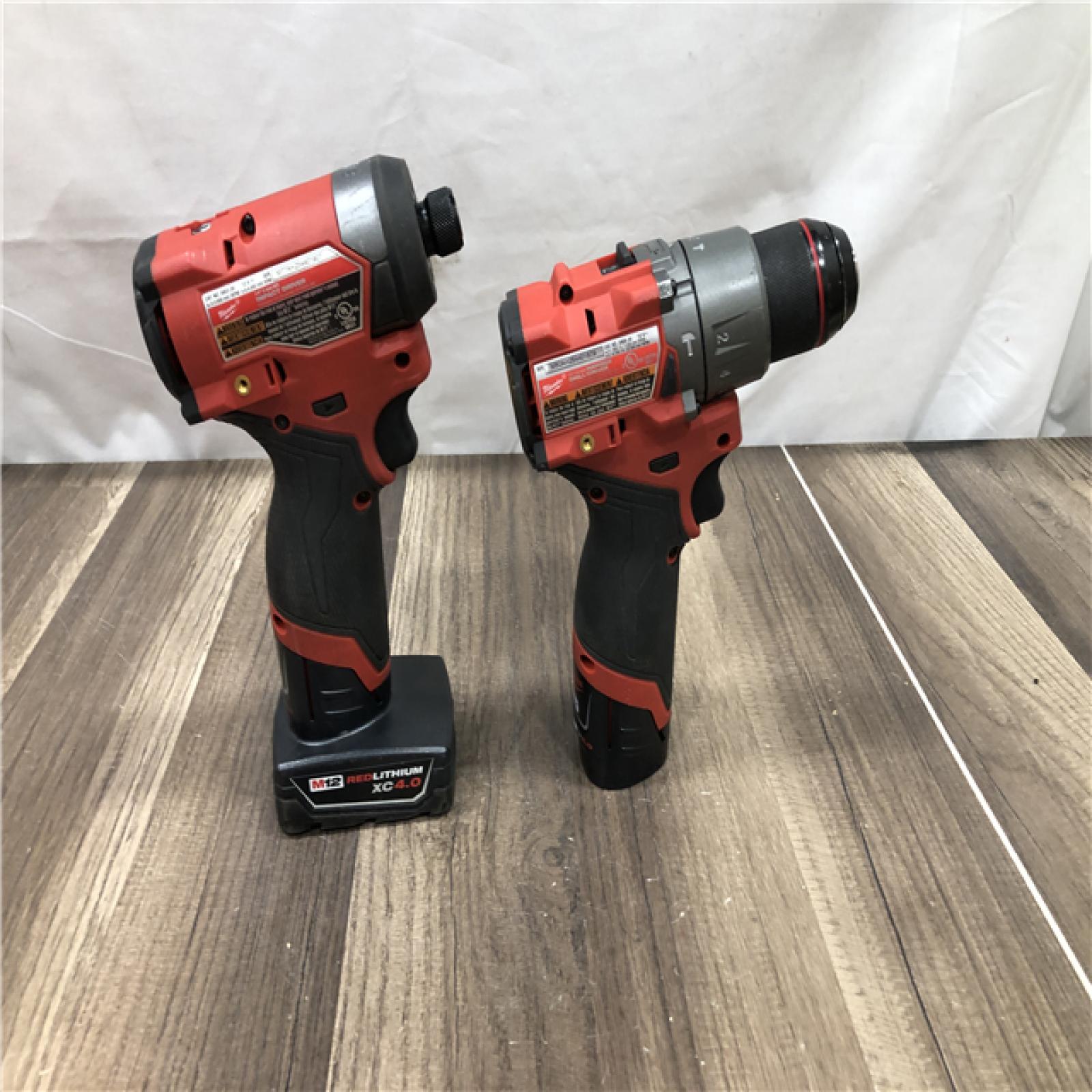 AS-IS Milwaukee FUEL 12-Volt Lithium-Ion Brushless Cordless Hammer Drill and Impact Driver Combo Kit