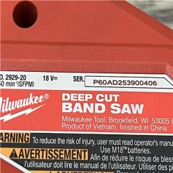 AS-IS Milwaukee FUEL 18V Lithium-Ion Brushless Cordless Deep Cut Band Saw (Tool-Only)