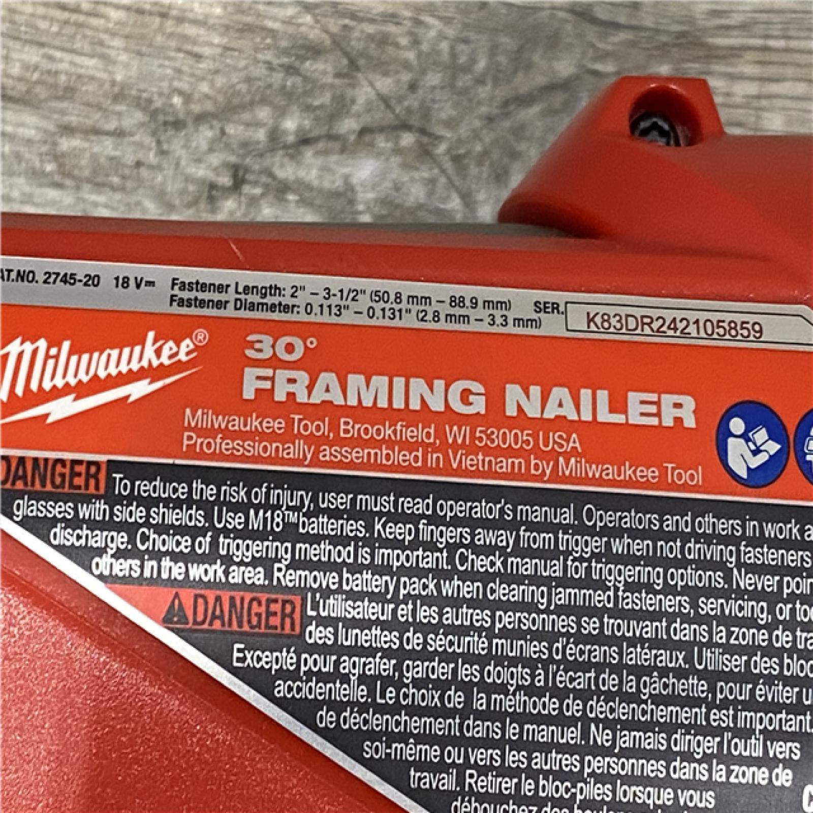 AS-IS Milwaukee FUEL 3-1/2 in. 18-Volt 30-Degree Lithium-Ion Brushless Cordless Framing Nailer (Tool-Only)