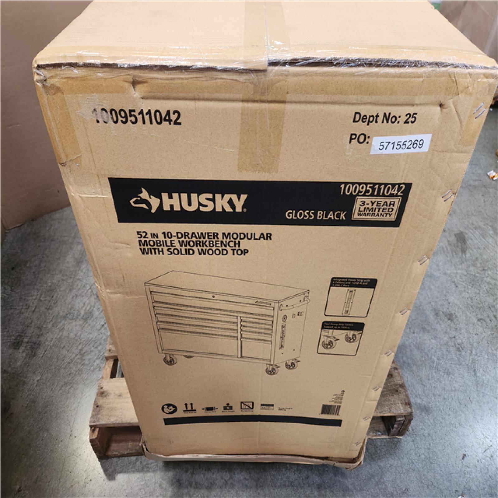 Phoenix NEW Husky Modular Tool Storage 52 in. W x 20 in. D Standard Duty Black Mobile Workbench Cabinet