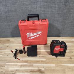 HOUSTON LOCATION - AS-IS Milwaukee Green 100 ft. Cross Line and Plumb Points Rechargeable Laser Level Kit