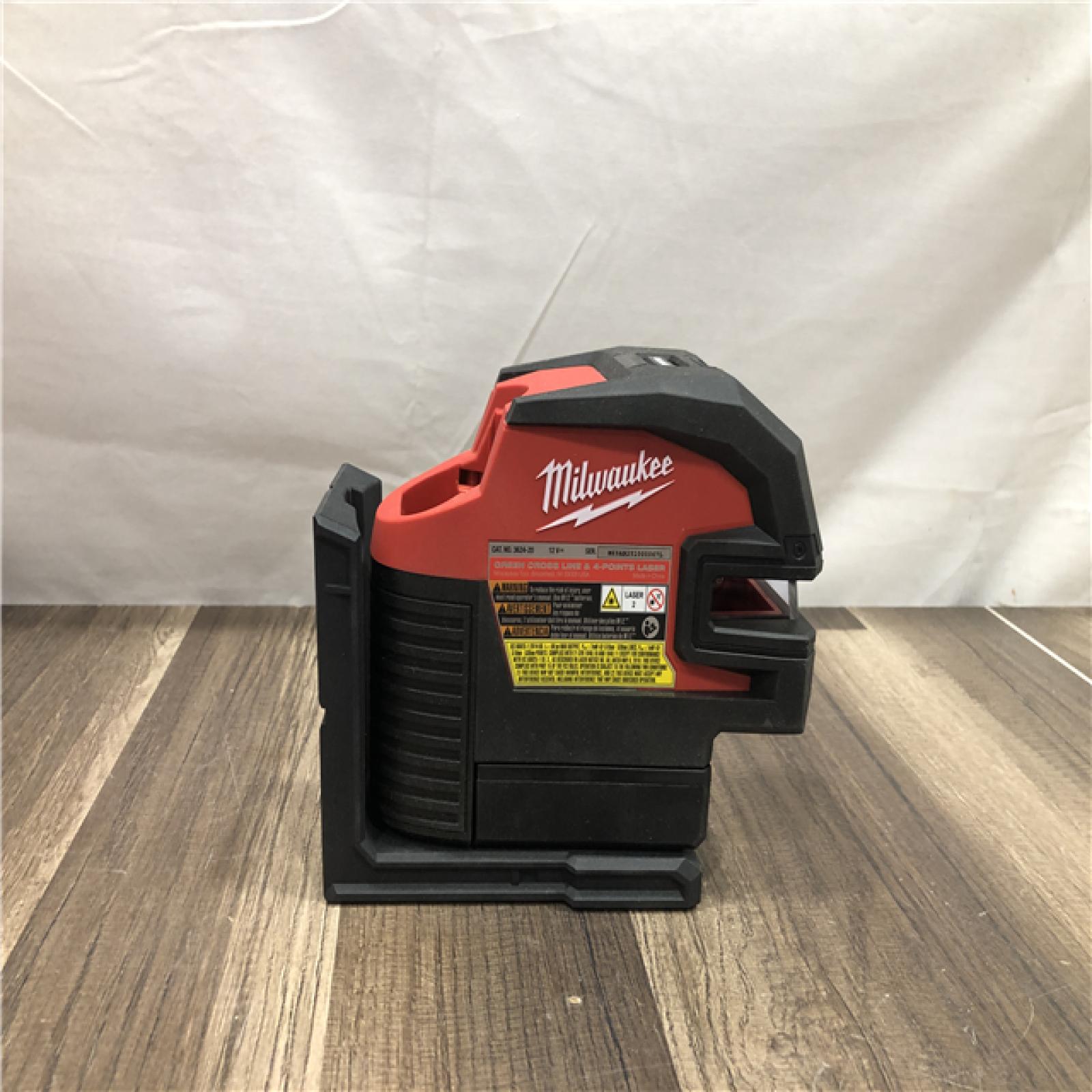 AS-IS Milwaukee 12-Volt Lithium-Ion Cordless Green Cross Line and 4-Points Laser Level Kit