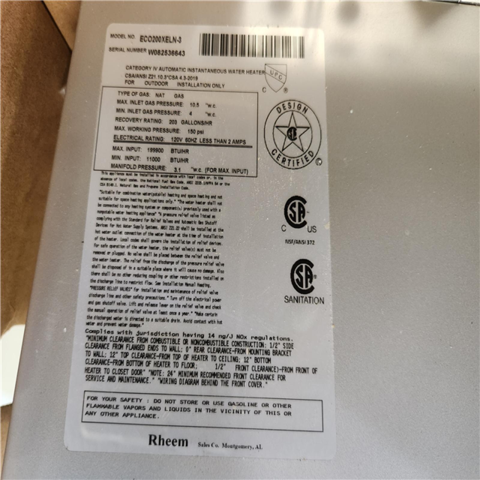 Phoenix NEW Rheem Performance Plus 9.5 GPM Smart Non-Condensing Outdoor Natural Gas Tankless Water Heater