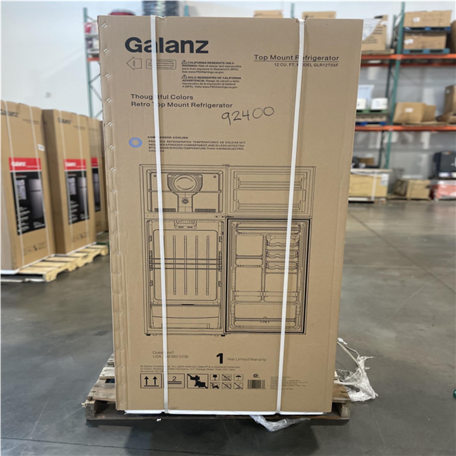 DALLAS LOCATION-Galanz 12 cu. ft. Top Freezer Refrigerator with Dual Door  Frost Free in Stainless Steel PALLET-(2 UNITS)