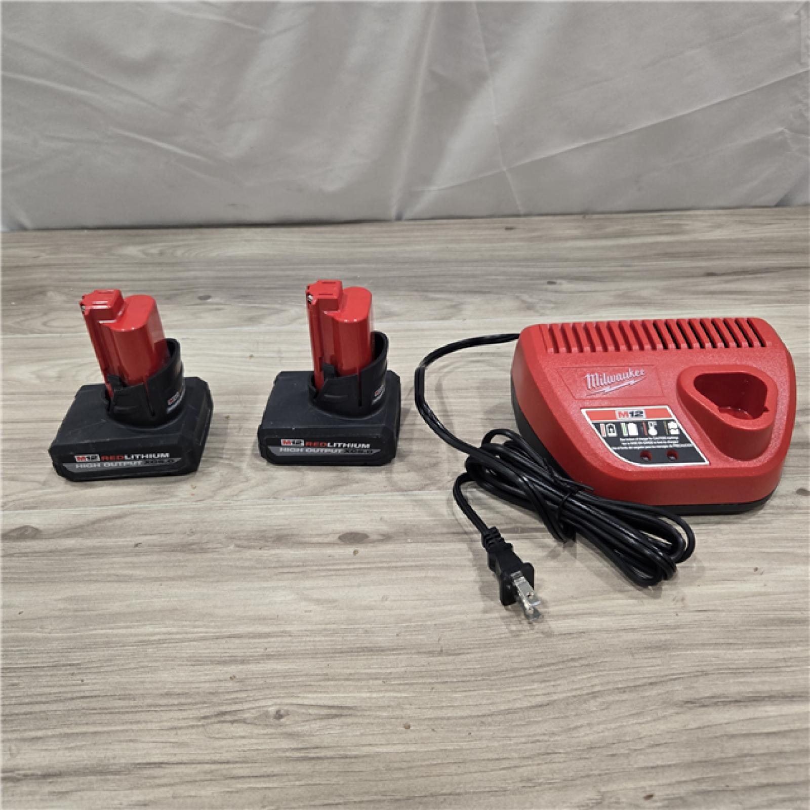 AS-IS Milwaukee M12 12V Lithium-Ion XC High Output 5.0 Ah Battery Pack (2-Pack) Starter Kit