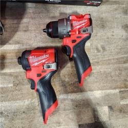 HOUSTON LOCATION - AS-IS Milwaukee FUEL 12-Volt Lithium-Ion Brushless Cordless Hammer Drill and Impact Driver Combo Kit