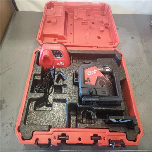 AS-IS- Milwaukee 12-Volt Lithium-Ion Cordless Green 250 ft. 3-Plane Laser Level Kit