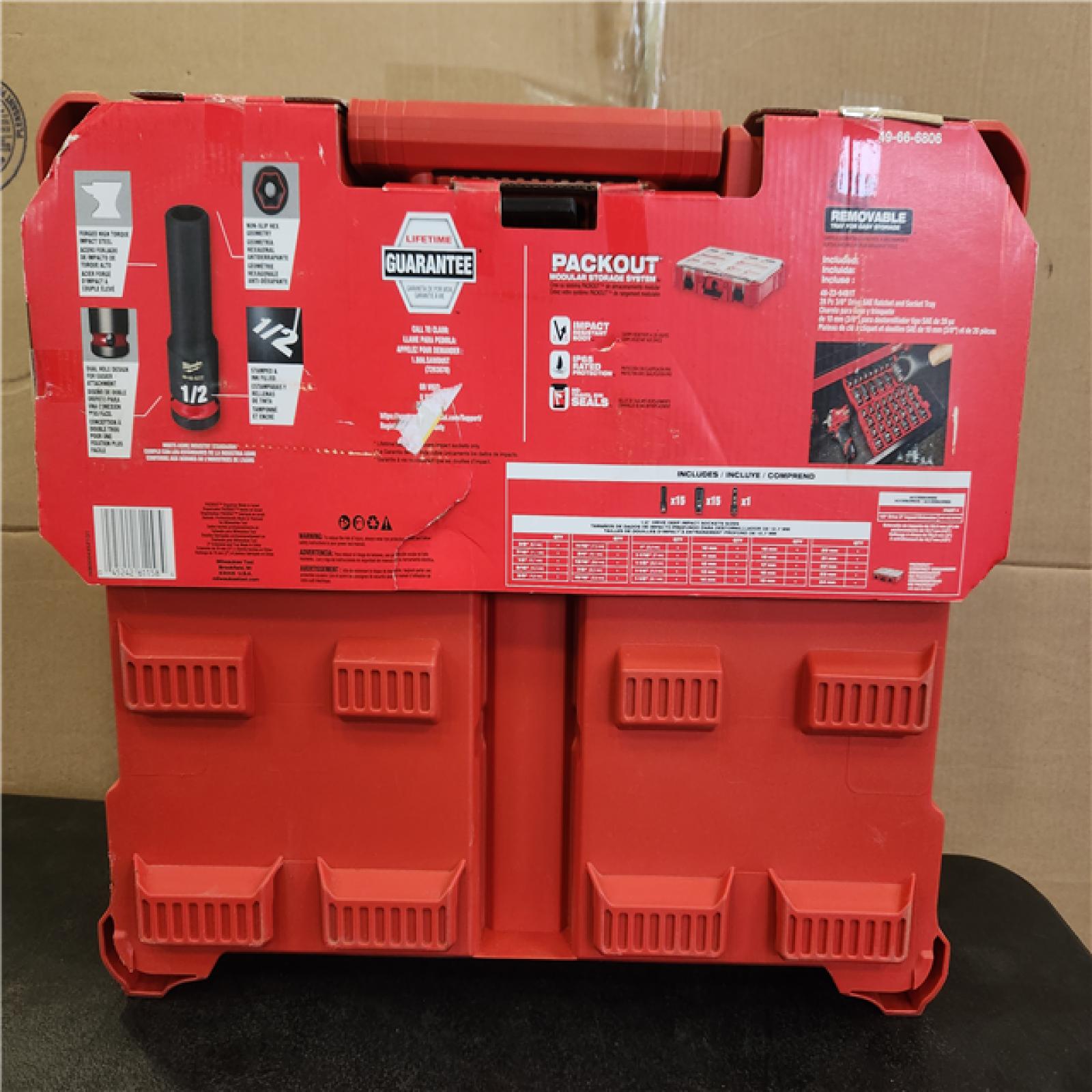 Phoenix NEW Milwaukee SHOCKWAVE Impact-Duty 1/2 in. Drive Metric and SAE Deep Well Impact PACKOUT Socket Set (31-Piece)