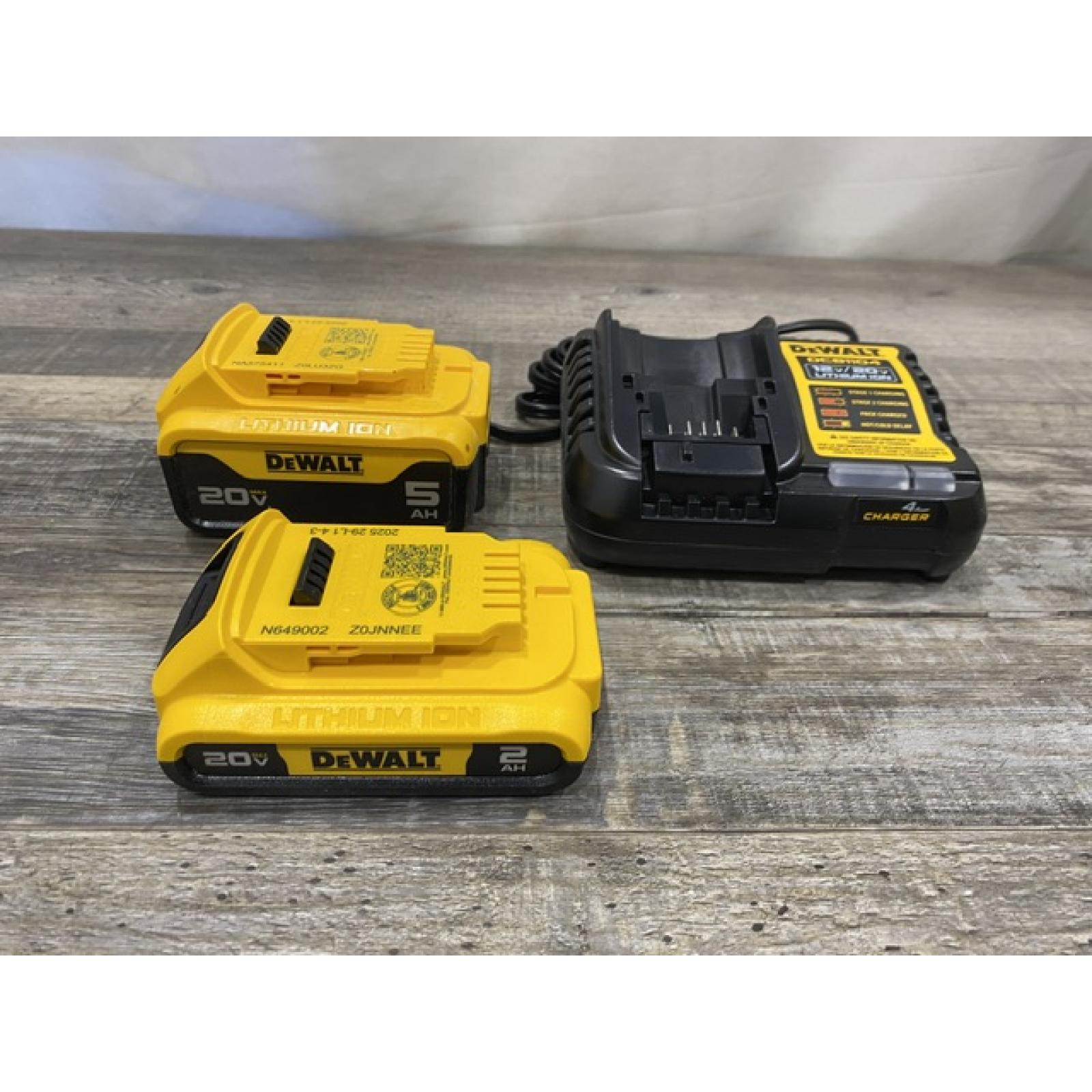 AS-IS DEWALT 20V MAX Lithium-Ion Battery Kit with 5.0Ah and 2.0Ah Battery and Charger