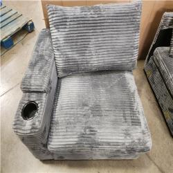 Phoenix AS-IS 104in square Arm Corduroy Sofa in Gray with Arm Chair