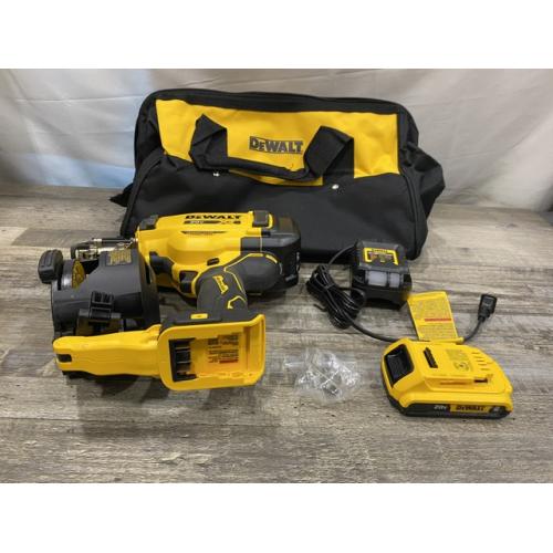 AS-IS DEWALT 20V MAX Lithium-Ion 15-Degree Electric Cordless Roofing Nailer Kit