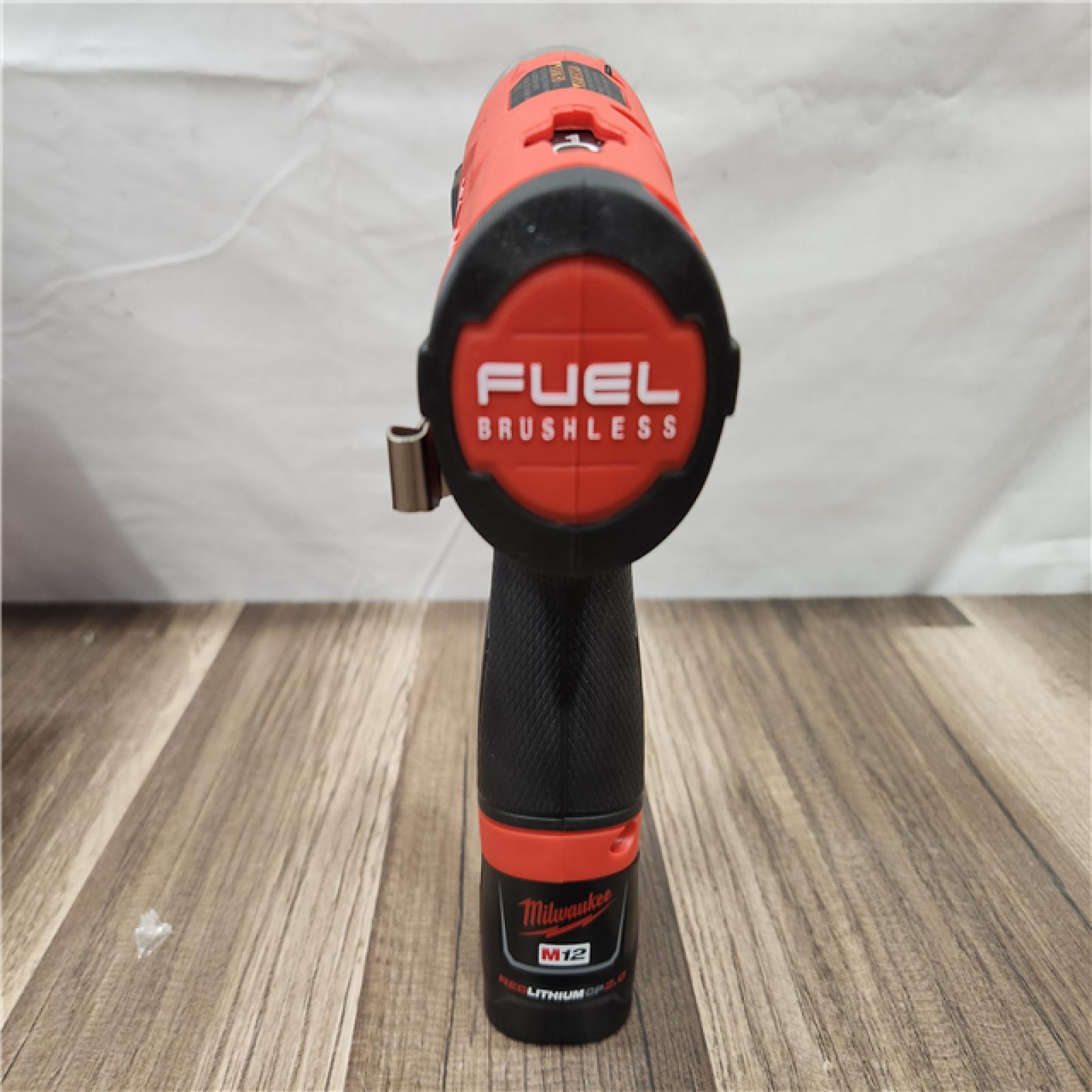AS-IS- Milwaukee M12 FUEL SURGE 12V Lithium-Ion Brushless Cordless 1/4 in. Hex Impact Driver Compact Kit W/Two 2.0Ah Batteries  Bag