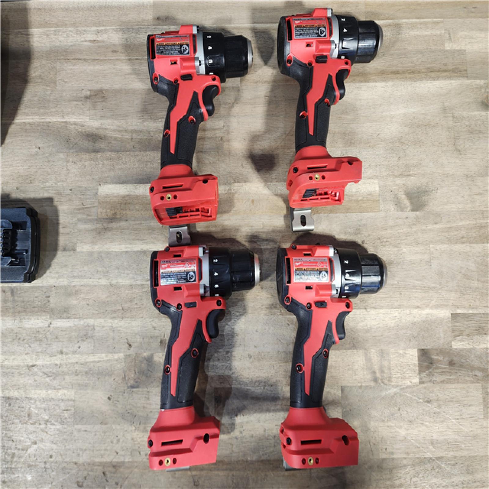 HOUSTON LOCATION - AS-IS (4) Milwaukee M18 Compact Next Gen 1/2 in. Brushless Cordless Drill/Driver Kit (2) Battery & Charger